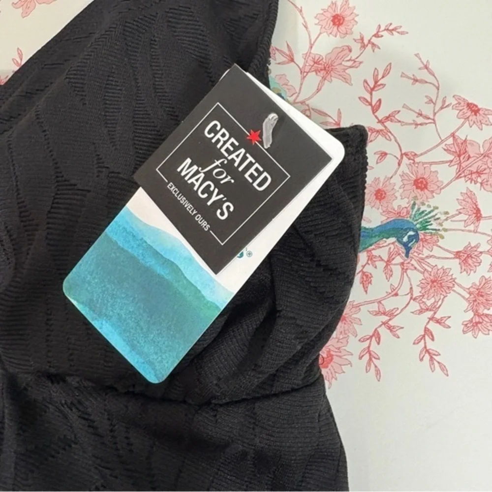 Swim Solutions NWT Black V-Neck Flyaway Women's Tummy-Control Swim swimsuit 16 L - Picture 10 of 12